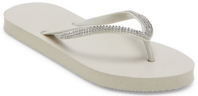 Mixit Womens Rhinestone Flip Flops in Cast Stone Color 