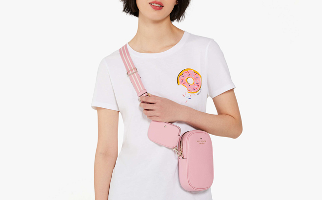 Model Wearing Kate Spade Pink Crossbody Bag