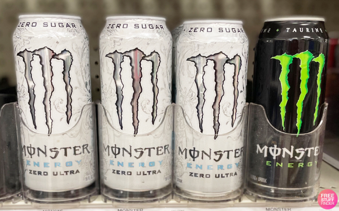 Monster Energy Drinks on Shelf