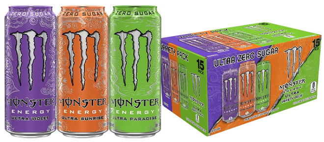 Monster Ulta Zero Sugar Energy Drink Variety 15 Pack