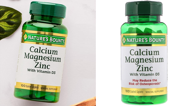 Natures Bounty 100 Count Calcium Magnesium and Zinc Caplets