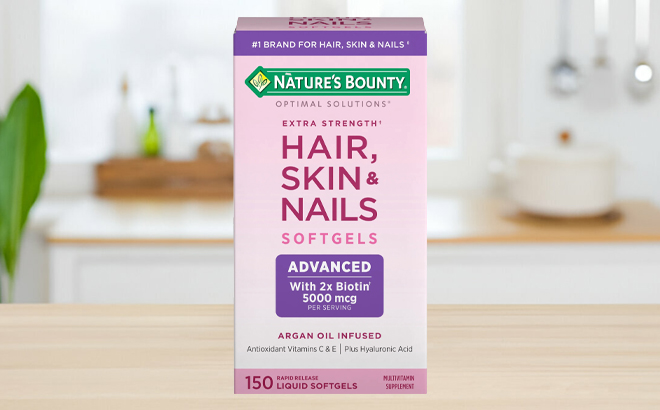 Natures Bounty 150 Count Softgels Box on a Table