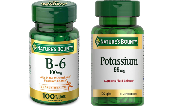 Natures Bounty Vitamin B6 and Natures Bounty Potassium