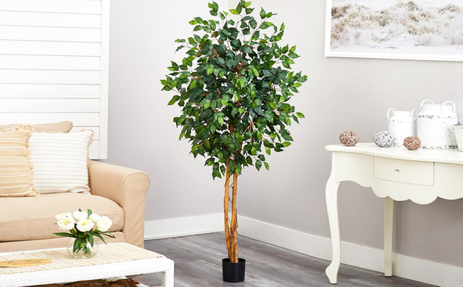 Nearly Natural 5 Feet Ficus Artificial Tree with Curved Trunk