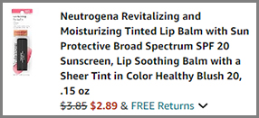 Neutrogena SPF 20 Sunscreen Tinted Lip Balm at Amazon