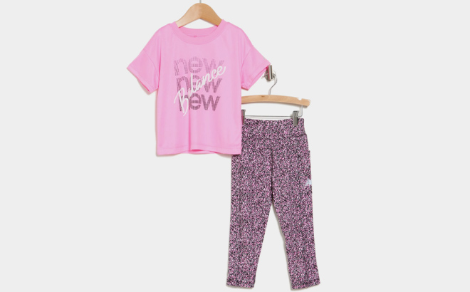 New Balance Kids Graphic T Shirt and Leggings Set