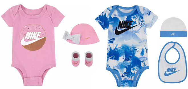 Nike Baby Girls 3 Piece Logo Bodysuit Hat Booties Sets