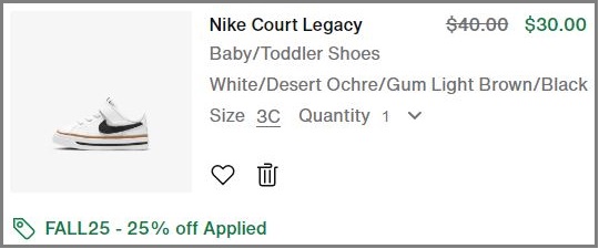 Nike Court Legacy Toddler Shoes Checkout Page