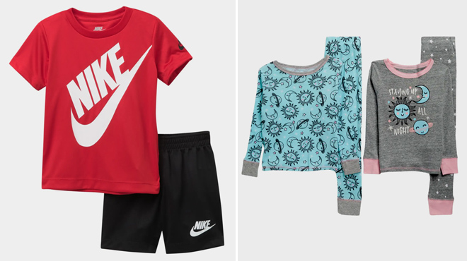 Nike Kids Futura Graphic Tee and Shorts and Girl Kids Snug Fit Cotton Pajamas Set