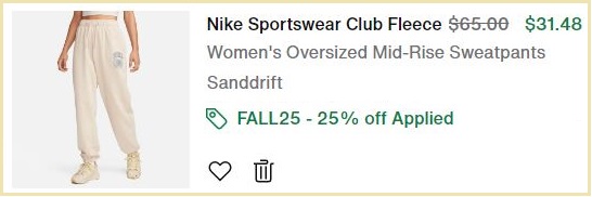 Nike Sportswear Club Fleece Oversized Mid Rise Sweatpants Checkout Page