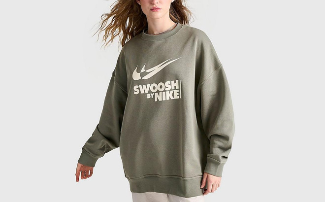 Nike Womens Sportswear Swoosh Oversized Crewneck Sweatshirt