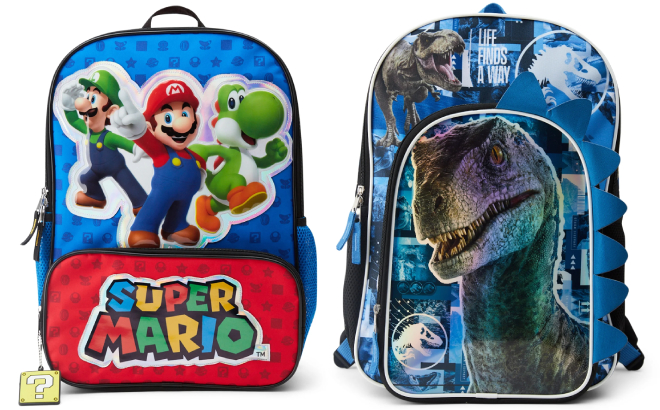 Nintendo Boys Game on Backpack and Universal Studio Jurassic World Boys Laptop Backpack