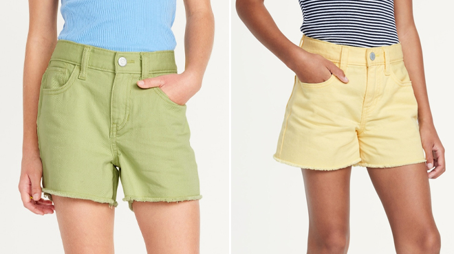 Old Navy Girls High Waisted Pop Color Frayed Hem Shorts