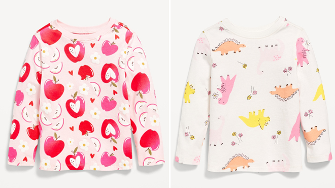 Old Navy Printed Long Sleeve Toddler Girls T Shirts