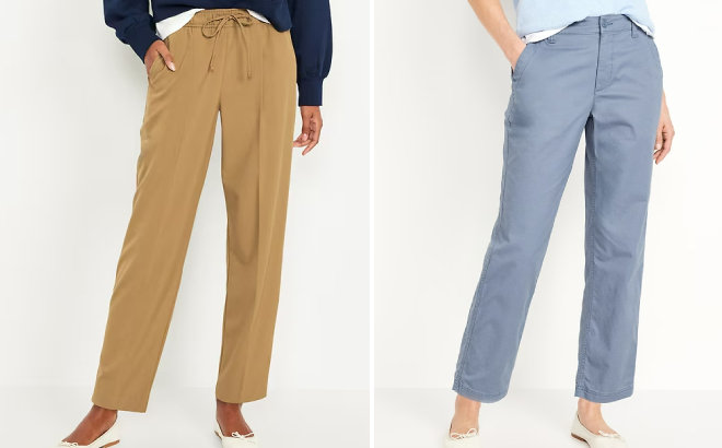 Old Navy Womens High Waisted Billie Straight Trousers and High Waisted OGC Chino Pants