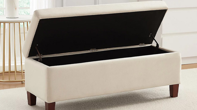 Ornavo Home Blake Boucle Teddy Long Bench Storage Ottoman