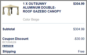 Outsunny Aluminum Double Roof Gazebo Canopy Promo Code at Until Gone Checkout