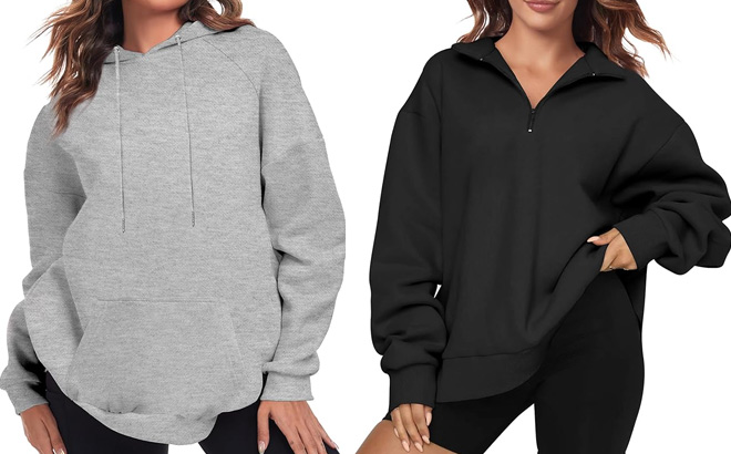 Oversize Hoodies Women Fleece Crewneck