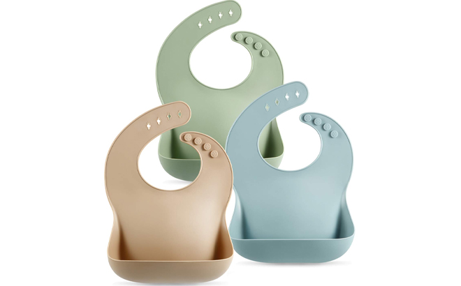 PandaEar Set of 3 Silicone Baby Bibs