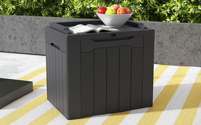 Patiowell 32 Gallons Black Plastic Deck Box in Black