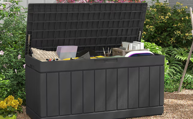 Patiowell 82 Gallons Black Plastic Deck Box