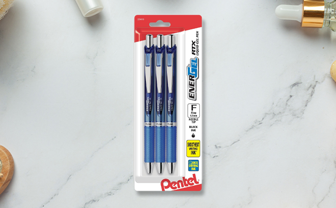 Pentel EnerGel Deluxe RTX Retractable Pens 3 Pack in Blue