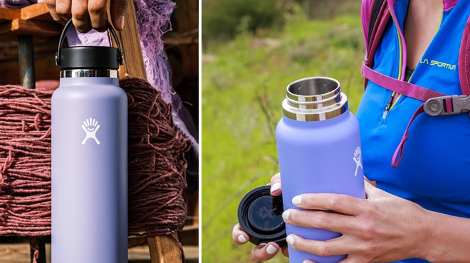 People Holding a Hydro Flask Stainless Steel Wide Mouth Bottle in Lupine Color