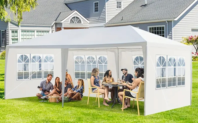 People Sitting Under the 10x20 Outdoor Gazebo Conopy