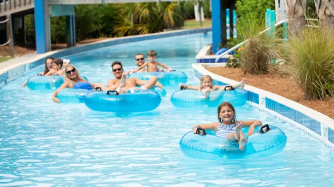 People on Water Floats in a Pool