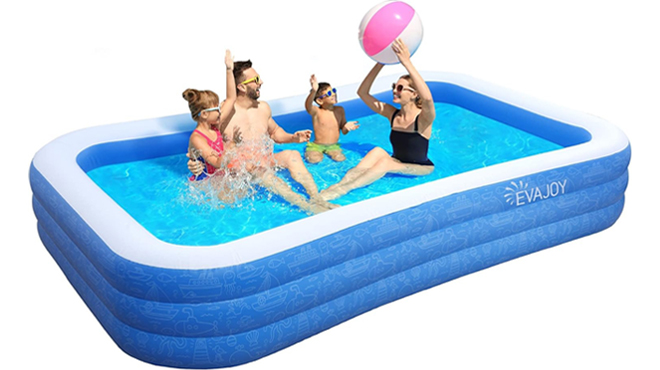 People playing in Evajoy Inflatable Above Ground Pool