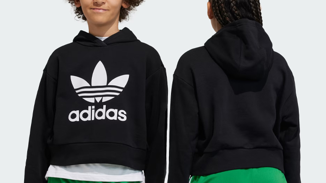 People wearing Adidas Adicolor Cropped Kids Hoodies