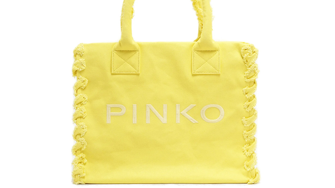 Pinko Logo Embroidered Beach Shopper Bag