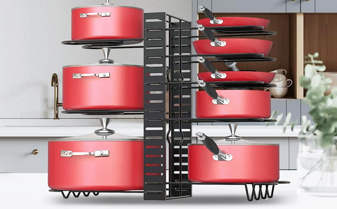 Podxco Pot Pan 8 Tier Adjustable Organizer