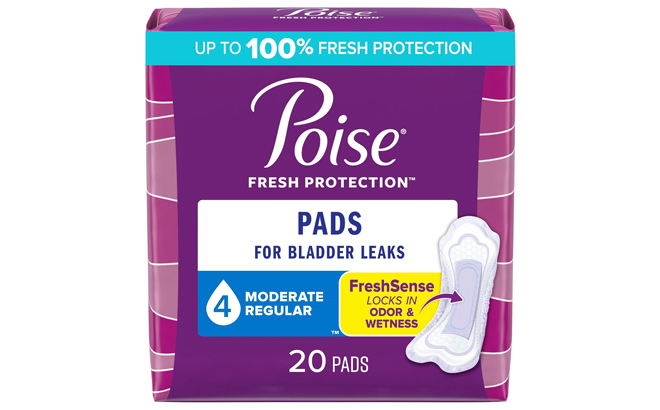 Poise Incontinence Pads Postpartum Incontinence Pads 4 Drop Moderate Absorbency Regular Length