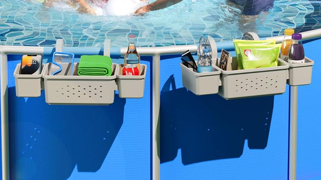 Poolside Storage Basket 2 Pack on a Pool