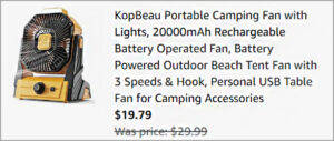 Portable Camping Fan at Checkout