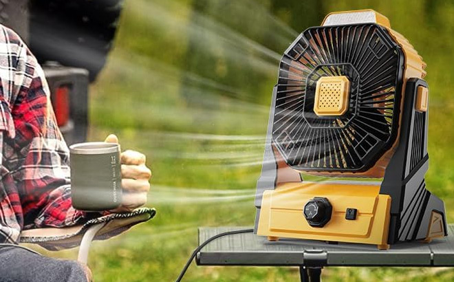 Portable Camping Fan on the Table