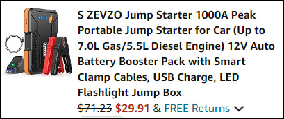 Portable Jump Starter Checkout