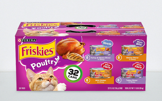 Purina 32 Pack Friskies Gravy Wet Cat Food Variety Pack