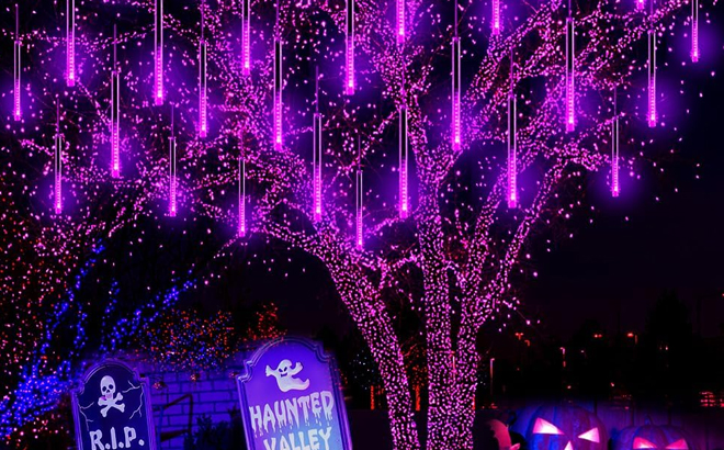 Purple Halloween Meteor Shower Lights