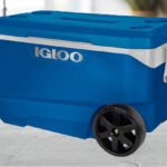 Recalled Igloo 90QT Flip Tow Rolling Cooler in Sapphire Blue Body and Lid