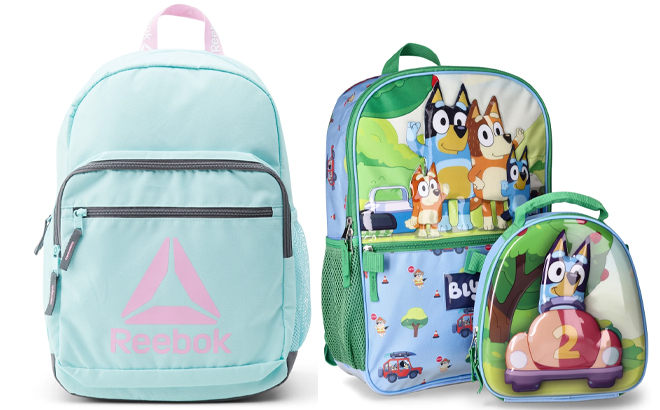 Reebok Kids Girls or Boys Alfie Laptop Backpack and BBC Bluey Family Trip Childrens Laptop Backpack