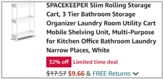 Rolling Storage Cart Amazon Checkout Screenshot