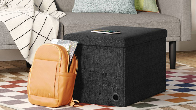 Room Essentials Collapsible Storage Ottoman in Black Color