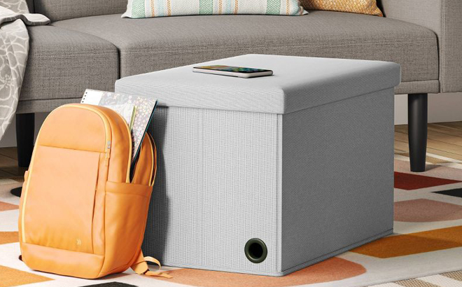 Room Essentials Collapsible Storage Ottoman in Gray Color