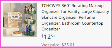 Screen Shot of the Checkout Page for the Rotating Makeup Organizer