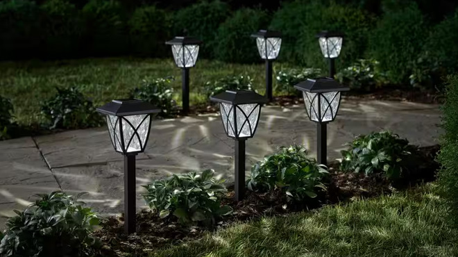 Six Hampton Bay LED Outdoor Solar Path Lights