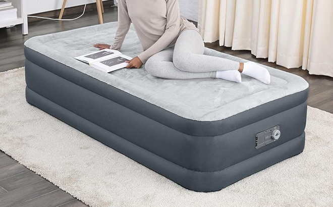 SleepLux Twin Air Mattress in Grey