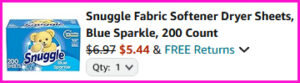 Snuggle Dryer Sheets Checkout Screen