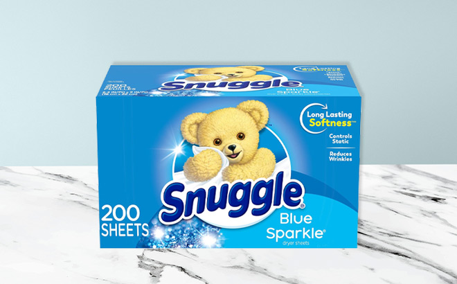 Snuggle Fabric Softener Dryer Sheets on the Table